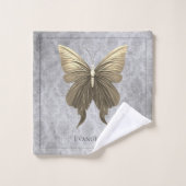 金ゴールド宝飾の蝶 バスタオルセット (ウォッシュタオル)