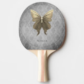 金ゴールド宝飾の蝶 卓球ラケット (正面)