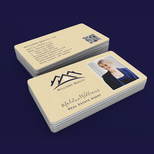 金ゴールド実在エージェント写真QRコード 名刺