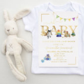 金ゴールド実在ホイルベビーシャワーヴィンテージ玩具 箔招待状