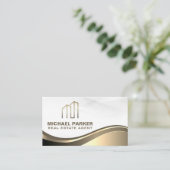 金ゴールド実在ロゴ |エグゼクモダンティブ 名刺 (スタンド正面)