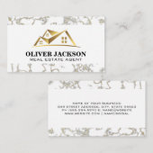 金ゴールド実在ロゴ | 大理石トリム名刺 名刺 (正面/裏面)