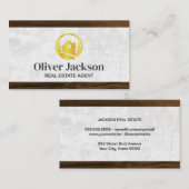 金ゴールド実在ロゴ |木製トリム 名刺 (正面/裏面)