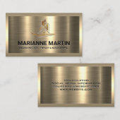 金ゴールド実在ロゴ |金属製の名刺 名刺 (正面/裏面)