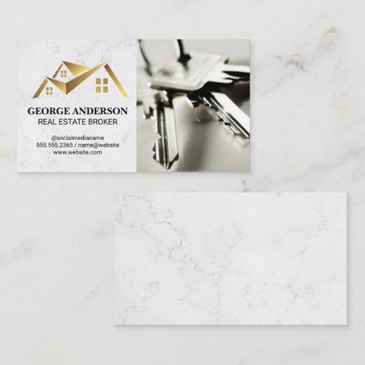 金ゴールド実在ロゴ | 鍵名刺 名刺 (正面/裏面)