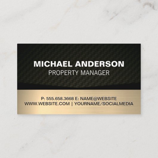 金ゴールド実在不動産および鍵ロゴ 名刺 (裏面)