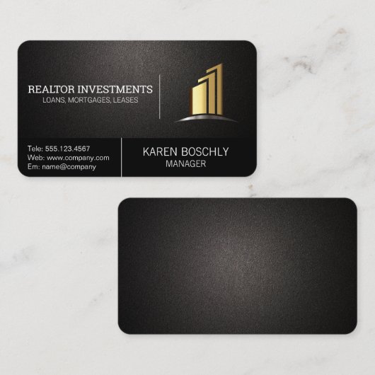 金ゴールド実在不動産プロパティ | 投資 名刺 (正面/裏面)