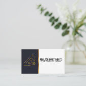 金ゴールド実在不動産ロゴ 名刺 (スタンド正面)