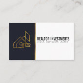 金ゴールド実在不動産ロゴ 名刺 (正面)