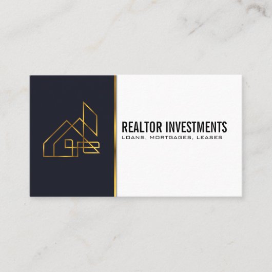 金ゴールド実在不動産ロゴ 名刺 (正面)