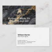 金ゴールド実在不動産ロゴ | Lux大理石 名刺 (正面/裏面)