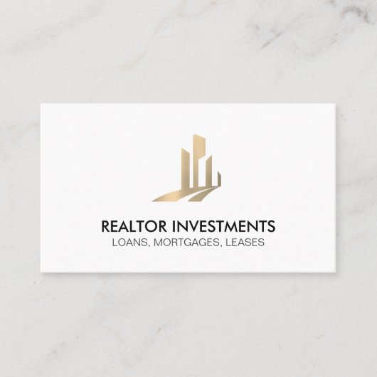 金ゴールド実在不動産建物 名刺 (正面)