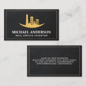 金ゴールド実在建築 |レザーステッチ 名刺 (正面/裏面)