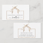 金ゴールド実在色の住宅を持つ不動産業者のロゴ  名刺 (正面/裏面)