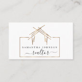 金ゴールド実在色の住宅を持つ不動産業者のロゴ  名刺 (正面)