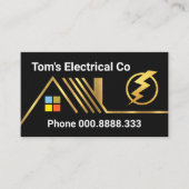 金ゴールド家庭用電気配線電力 名刺 (正面)