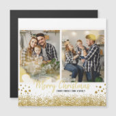 金ゴールド家族の写真クリスマスカード (正面/裏面)
