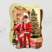 金ゴールド家族の写真メリークリスマスカード シーズンカード (正面/裏面)
