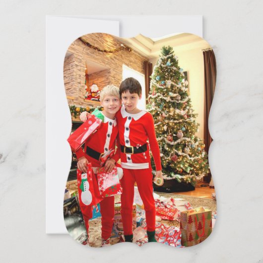 金ゴールド家族の写真メリークリスマスカード シーズンカード (正面)