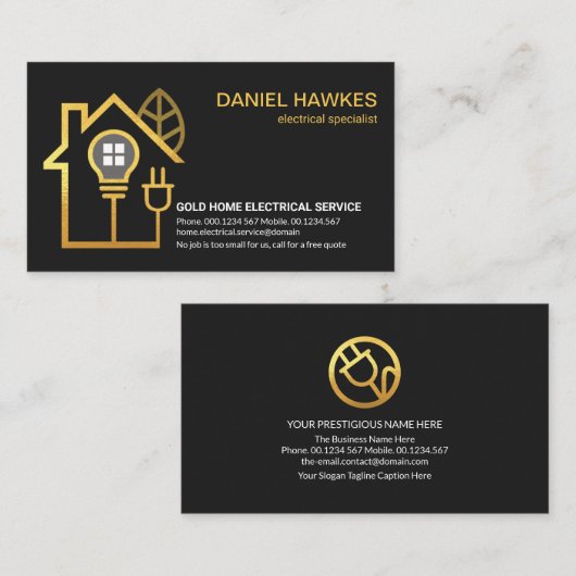 金ゴールド家電配線回路電気技師 名刺 (正面/裏面)