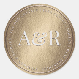 金ゴールド封筒モノグラム付きシール ラウンドシール