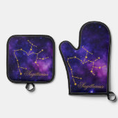 金ゴールド射手座コンステレーションオンダーク銀河系 | 鍋つかみ&鍋敷きセット (正面)