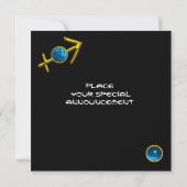 金ゴールド射手座ジュエル〔占星術の〕十二宮図誕生日シンボルや象徴ブラック 招待状 (裏面)