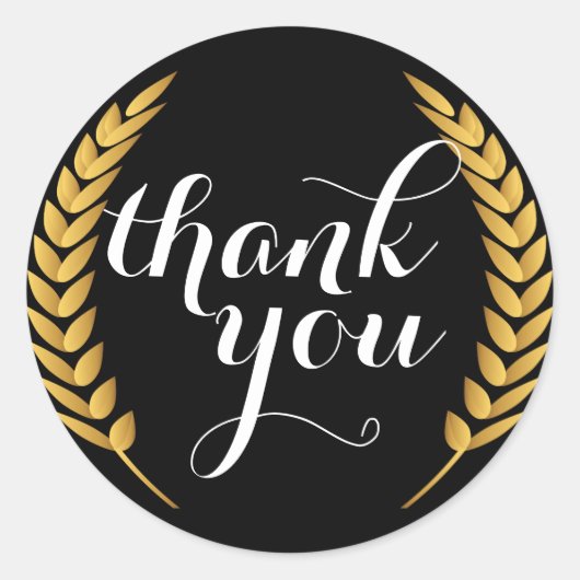 金ゴールド小麦の穀茎ラウンドありがとうステッカー ラウンドシール (正面)