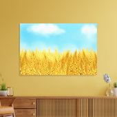 金ゴールド小麦フィールドブルースカイオイル塗装夏 キャンバスプリント (インサイチュ (リビング))