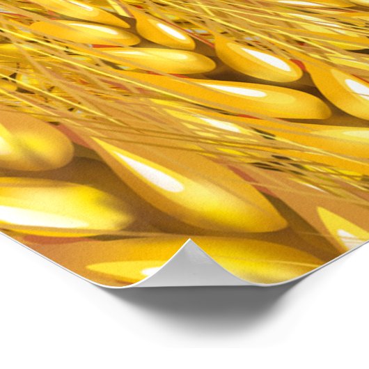 金ゴールド小麦フィールドブルースカイオイル塗装夏 ポスター (角)