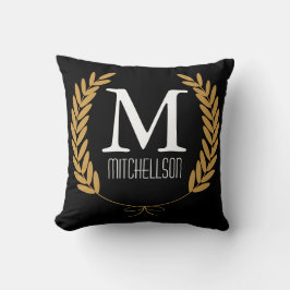 金ゴールド小麦ローレズオンブラックパーソナライズされた- クッション