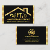 金ゴールド屋上の手作りツールのストライプ 名刺 (正面/裏面)