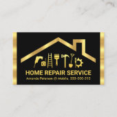 金ゴールド屋上の手作りツールのストライプ 名刺 (正面)