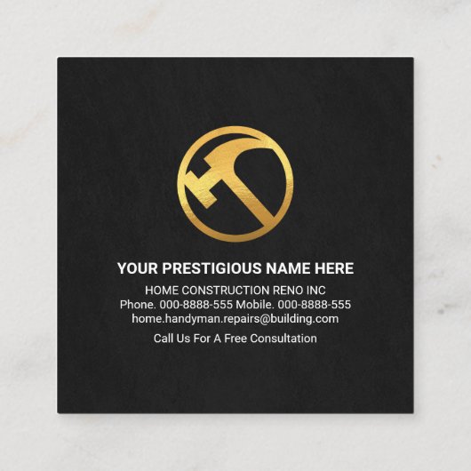 金ゴールド屋上の手作り縁ど用具 スクエア名刺 (裏面)