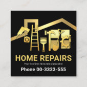 金ゴールド屋上フレーム黄金のハンドマニツール スクエア名刺 (正面)