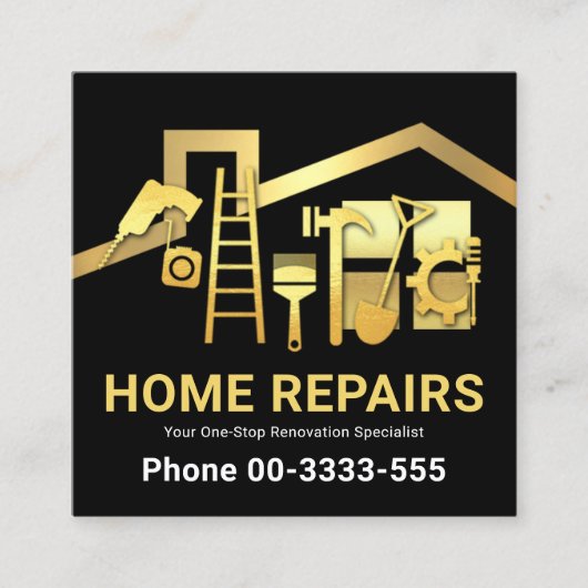 金ゴールド屋上フレーム黄金のハンドマニツール スクエア名刺 (正面)