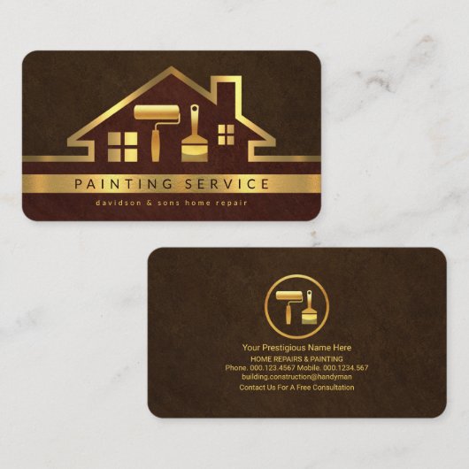 金ゴールド屋上建物金ゴールドブラシ 名刺 (正面/裏面)