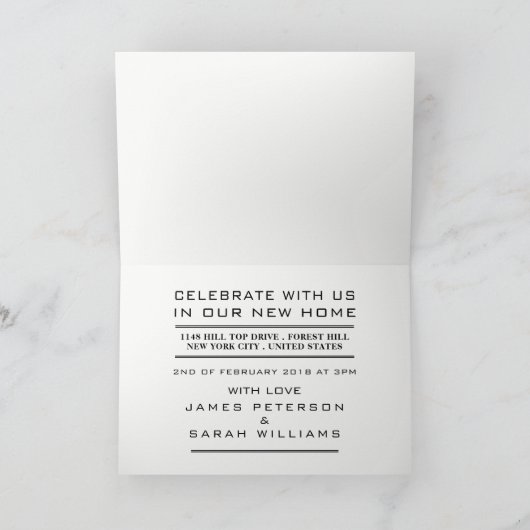 金ゴールド屋上引っ越し祝いパーティーパーティの招待状 招待状 (内部)