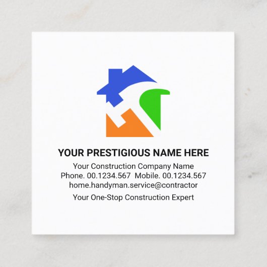 金ゴールド屋根用手回しツール建物 スクエア名刺 (裏面)