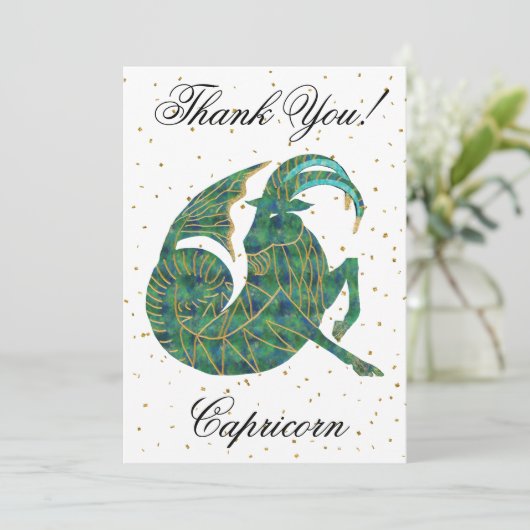 金ゴールド山羊座1回目の誕生日とビッグフォトありがとう サンキューカード (スタンド正面)