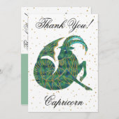 金ゴールド山羊座1回目の誕生日とビッグフォトありがとう サンキューカード (正面/裏面)