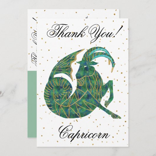 金ゴールド山羊座1回目の誕生日とビッグフォトありがとう サンキューカード (正面/裏面)