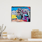 金ゴールド川スケッチ ポスター (キッチン)