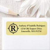 金ゴールド差出人住所ラベルとブラックモノグラム ラベル (インサイチュ)