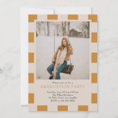 金ゴールド市松模様にアーチクラシック写真卒業 招待状 (裏面)