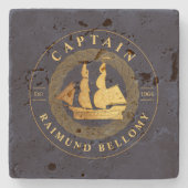 金ゴールド帆 ストーンコースター (正面)