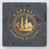 金ゴールド帆 ストーンコースター (正面)