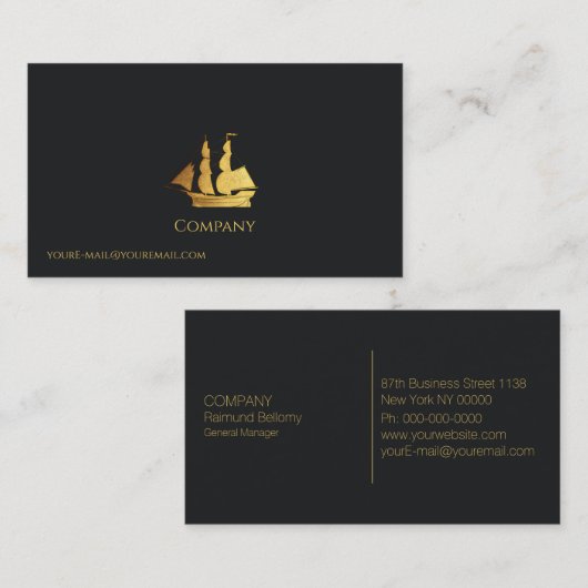 金ゴールド帆 名刺 (正面/裏面)