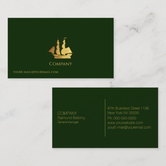 金ゴールド帆 名刺 (正面/裏面)