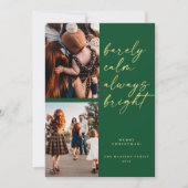 金ゴールド常に明るい写真クリスマスグリーン シーズンカード (正面)